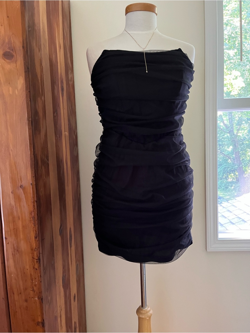 PRETTY LITTLE THINGS NWT Strapless Black Ruched Cocktail Dress size 10